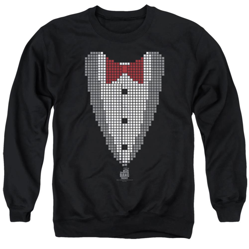 Big Bang Theory Pixelated Tux Men's Crewneck 50 50 Poly Long-Sleeve T-Shirt