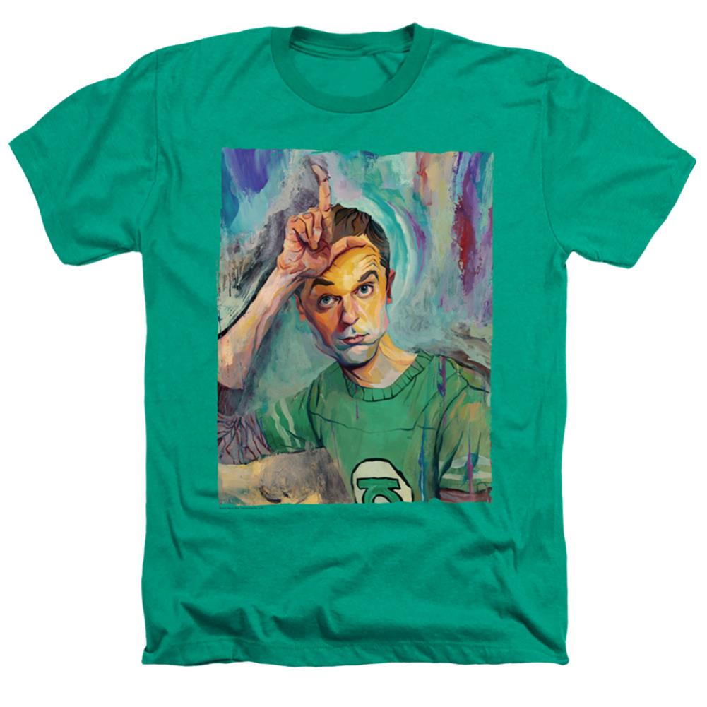 Big Bang Theory Sheldon Painting Men's 30/1 Heather 60 40 Poly Short-Sleeve T-Shirt