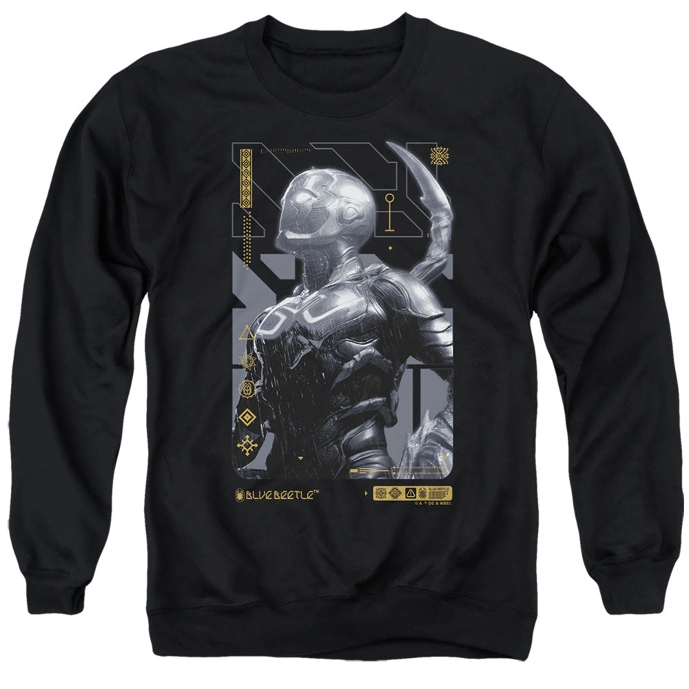 Blue Beetle Beetle Heads Up Men's Crewneck 50 50 Poly Long-Sleeve T-Shirt