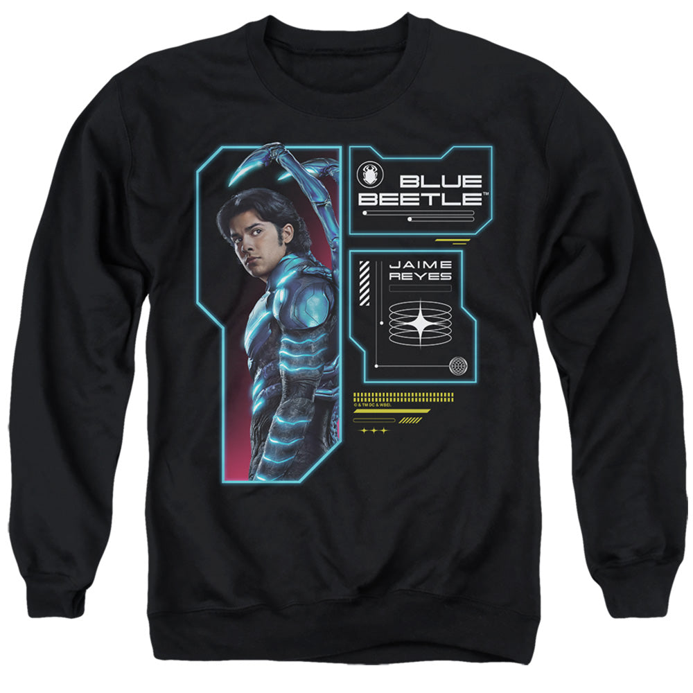 Blue Beetle Data Read Out Men's Crewneck 50 50 Poly Long-Sleeve T-Shirt