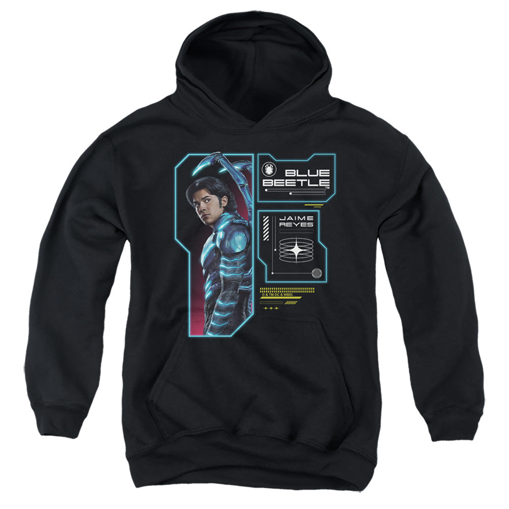 Blue Beetle Data Read Out Youth Cotton Poly Pull-Over Hoodie