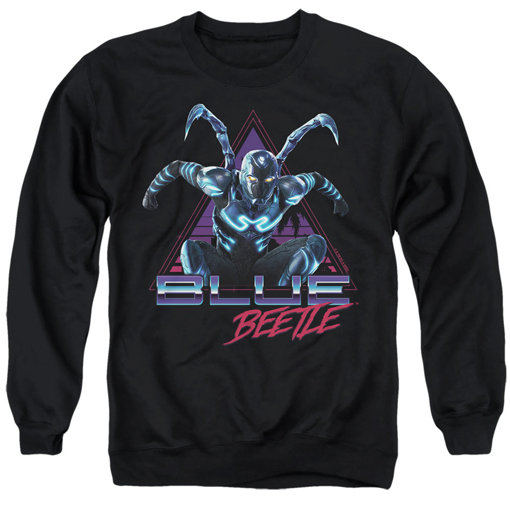 Blue Beetle Leaping Triangle Men's Crewneck 50 50 Poly Long-Sleeve T-Shirt
