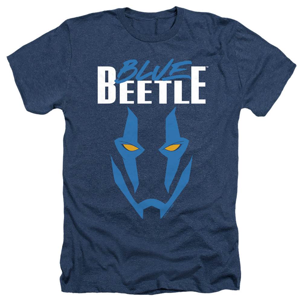 Blue Beetle Mask Men's 30/1 Heather 60 40 Poly Short-Sleeve T-Shirt