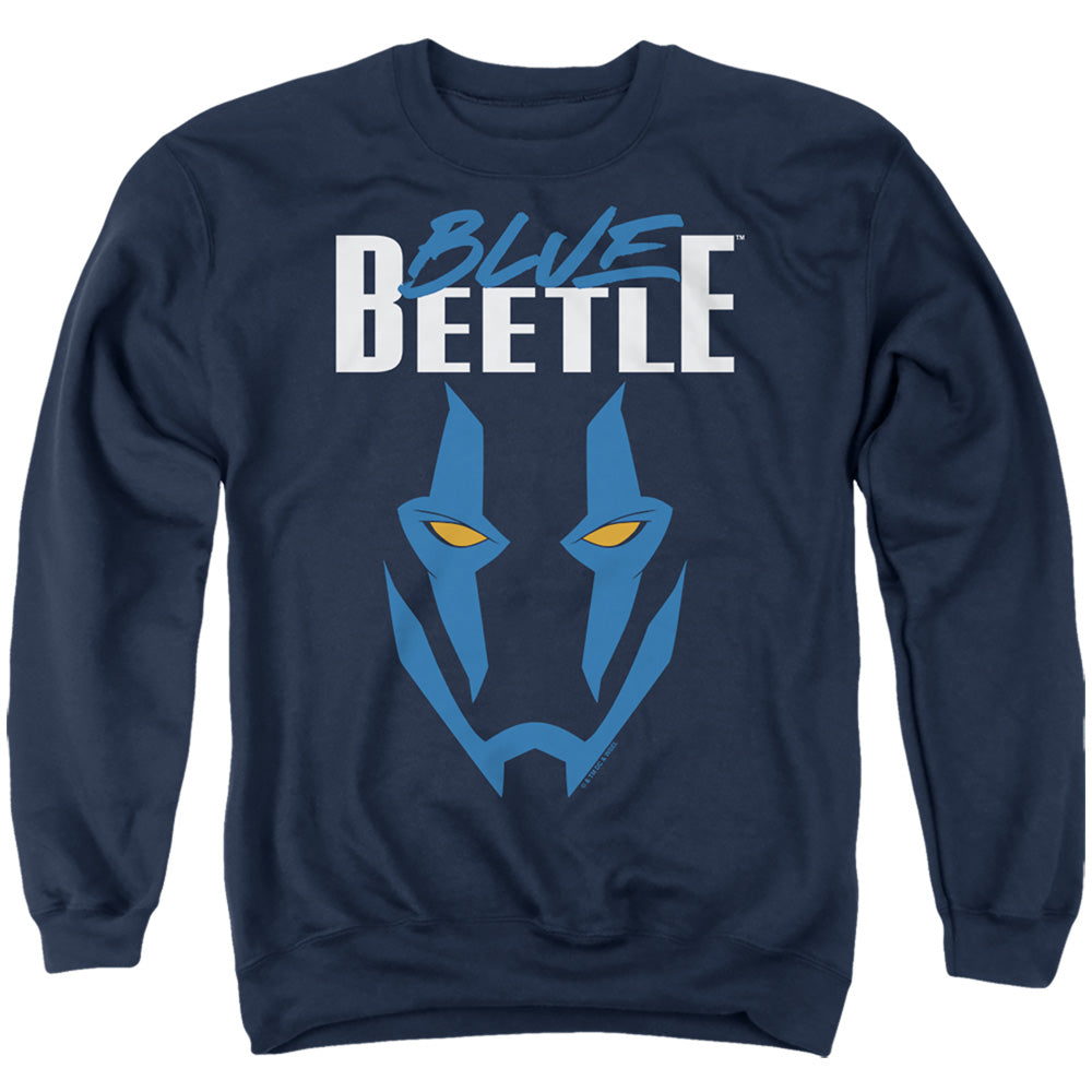 Blue Beetle Mask Men's Crewneck 50 50 Poly Long-Sleeve T-Shirt