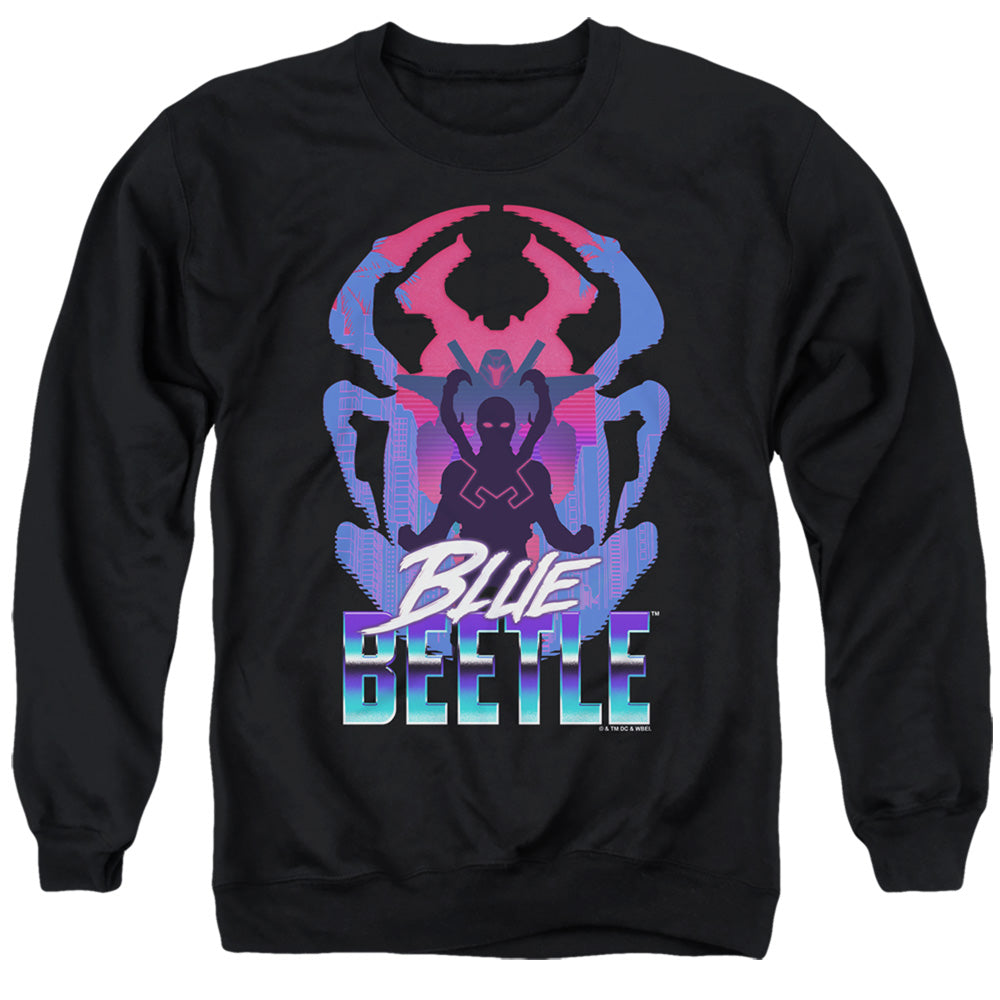 Blue Beetle Silhouette Men's Crewneck 50 50 Poly Long-Sleeve T-Shirt