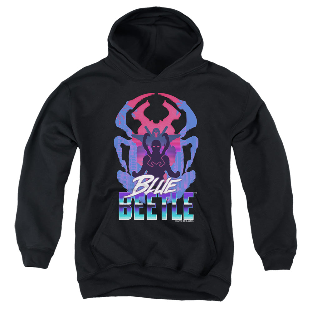 Blue Beetle Silhouette Youth Cotton Poly Pull-Over Hoodie