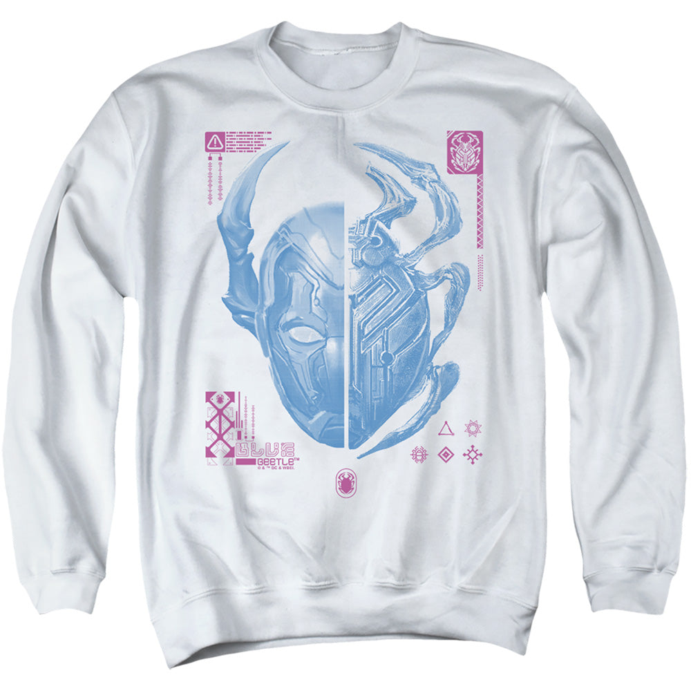 Blue Beetle Split Beetle Men's Crewneck 50 50 Poly Long-Sleeve T-Shirt