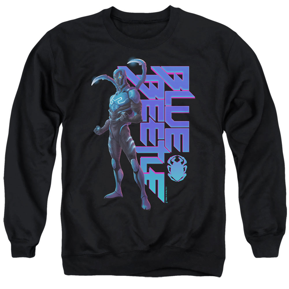 Blue Beetle Standing Men's Crewneck 50 50 Poly Long-Sleeve T-Shirt