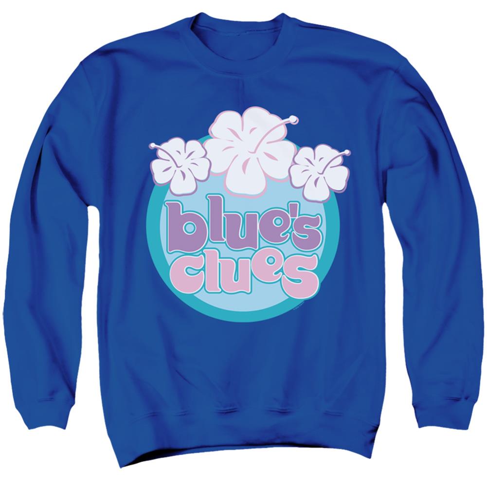 Blue's Clues Hawaiian Flowers Men's Crewneck 50 50 Poly Long-Sleeve T-Shirt