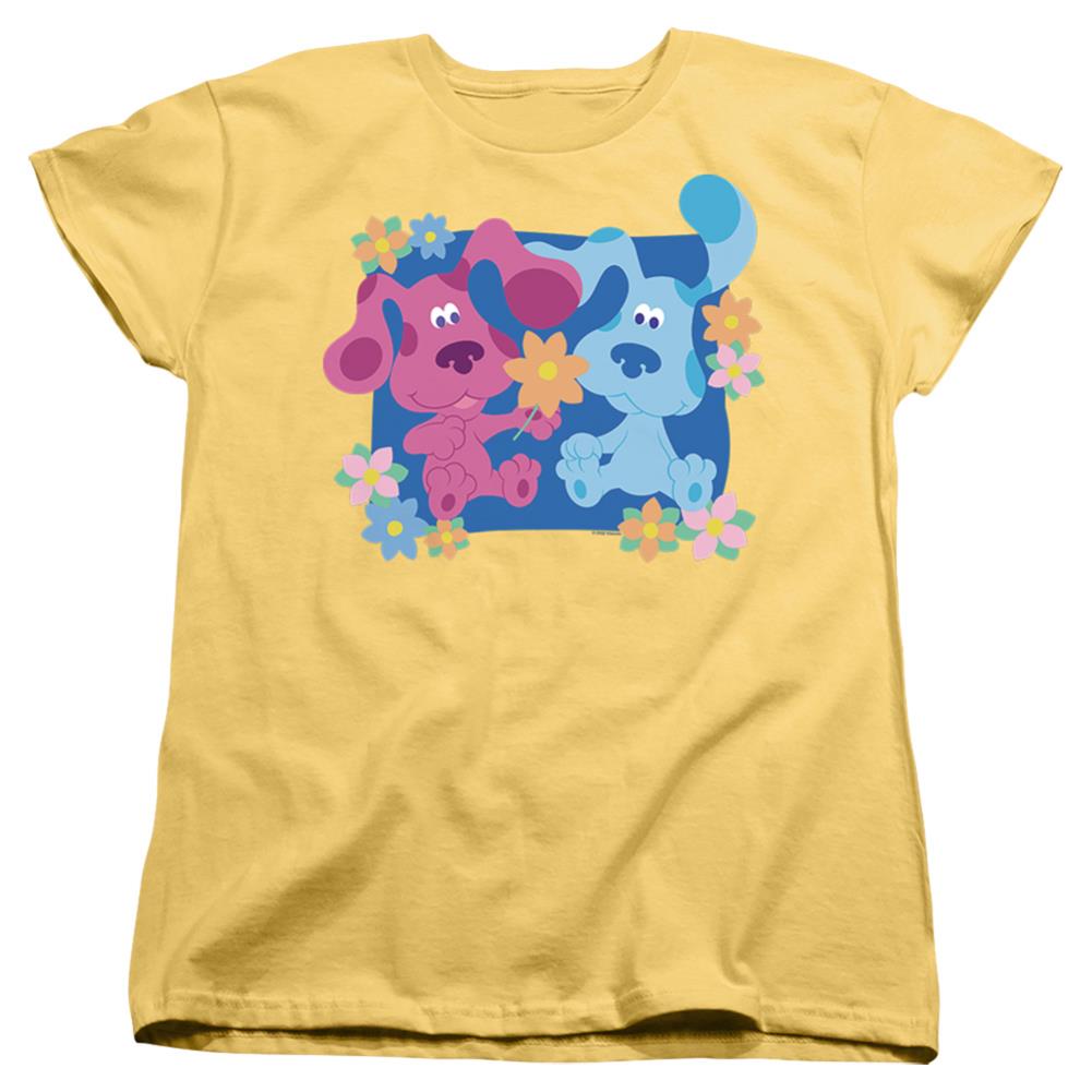 Blue's Clues Magenta And Flowers Women's 18/1 Cotton Short-Sleeve T-Shirt