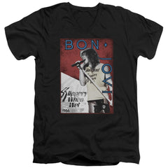 Bon Jovi 86 Tour Men's 30/1 Cotton Slim V-Neck T-Shirt