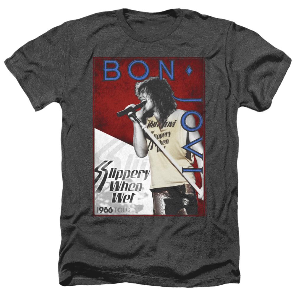 Bon Jovi 86 Tour Men's 30/1 Heather 60 40 Poly Short-Sleeve T-Shirt