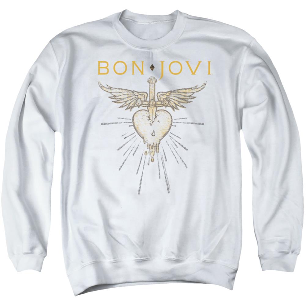 Bon Jovi Greatest Hits Men's Crewneck 50 50 Poly Long-Sleeve T-Shirt