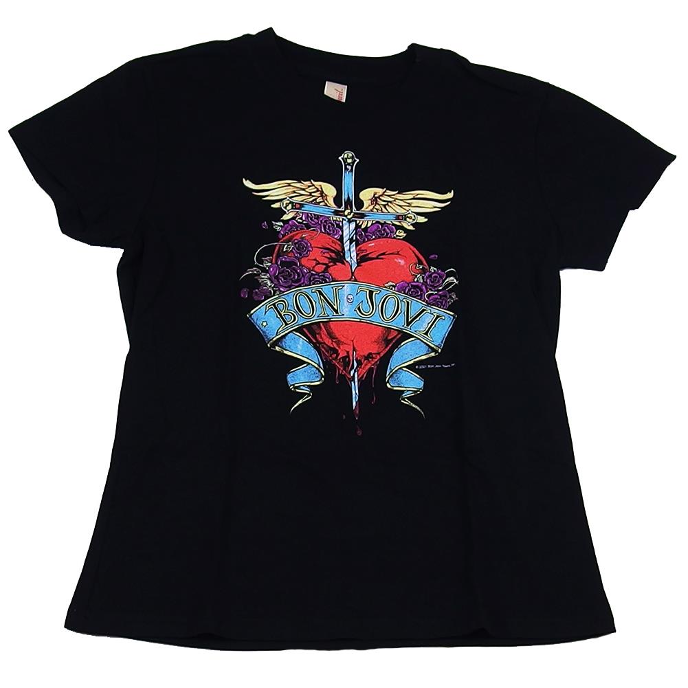 Bon Jovi Heart Dagger Women's Black Babydoll T-Shirt