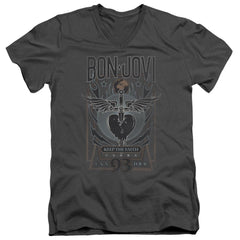 Bon Jovi Keep The Faith Men's 30/1 Cotton Slim V-Neck T-Shirt