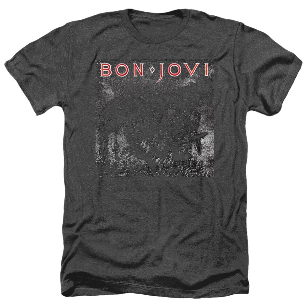 Bon Jovi Slippery Cover Men's 30/1 Heather 60 40 Poly Short-Sleeve T-Shirt