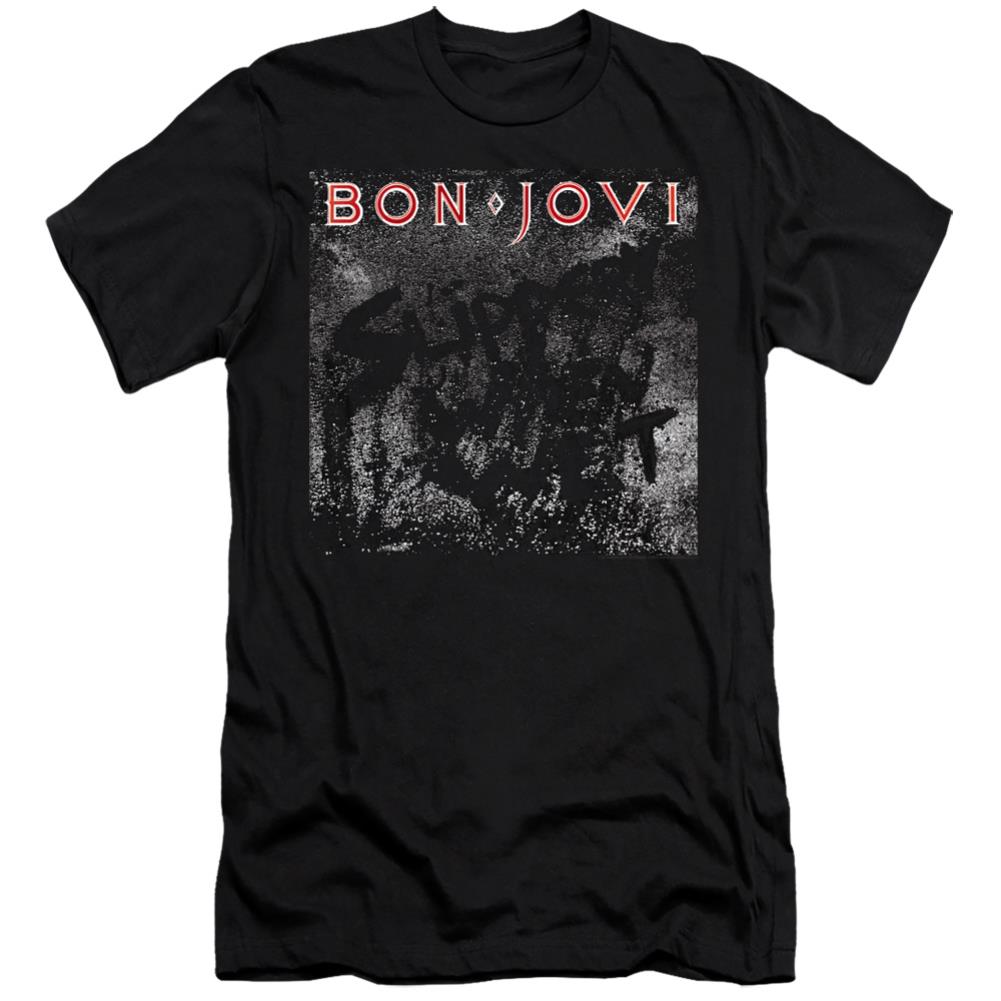 Bon Jovi Slippery Cover Men's Ultra-Soft 30/1 Cotton Slim Short-Sleeve T-Shirt