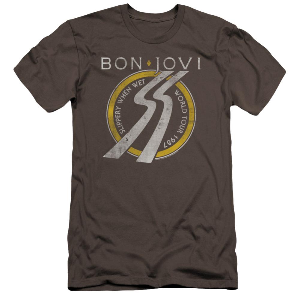 Bon Jovi Slippery When Wet World Tour Men's Ultra-Soft 30/1 Cotton Slim Short-Sleeve T-Shirt