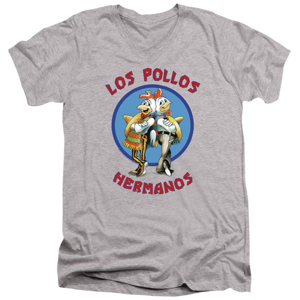 Breaking Bad Los Pollos Hermanos Men's 30/1 Cotton Slim V-Neck T-Shirt