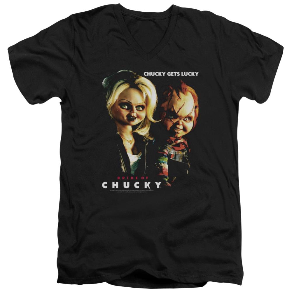 Bride Of Chucky Chucky Gets Lucky Men's 30/1 Cotton Slim V-Neck T-Shirt