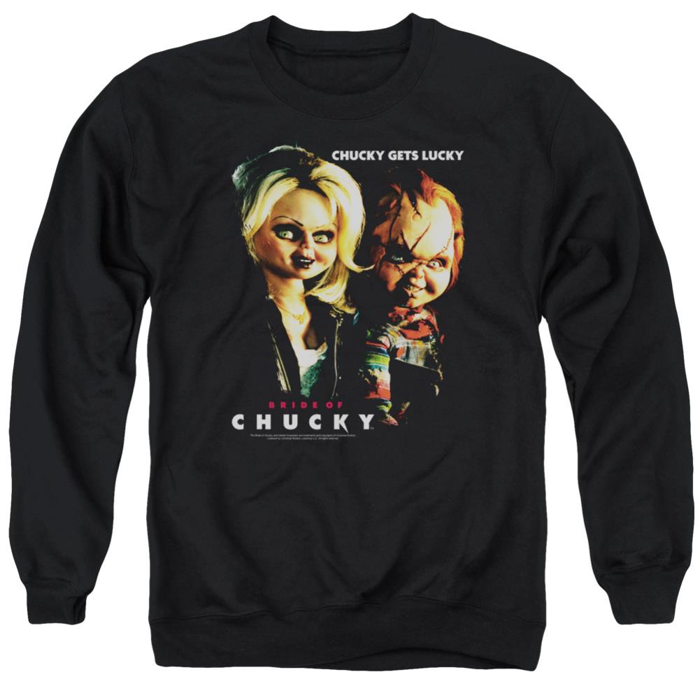 Bride Of Chucky Chucky Gets Lucky Men's Crewneck 50 50 Poly Long-Sleeve T-Shirt