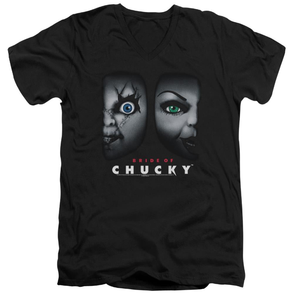 Bride Of Chucky Happy Couple Men's 30/1 Cotton Slim V-Neck T-Shirt