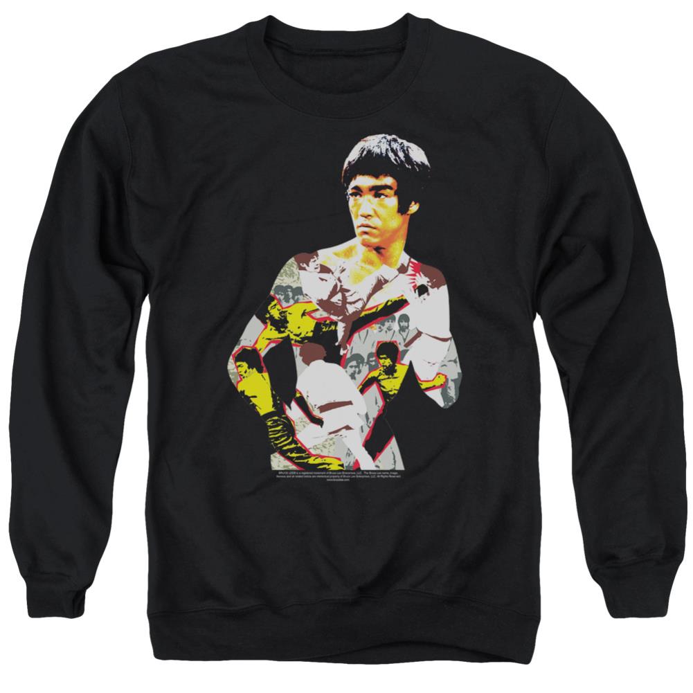 Bruce Lee Body Of Action Men's Crewneck 50 50 Poly Long-Sleeve T-Shirt