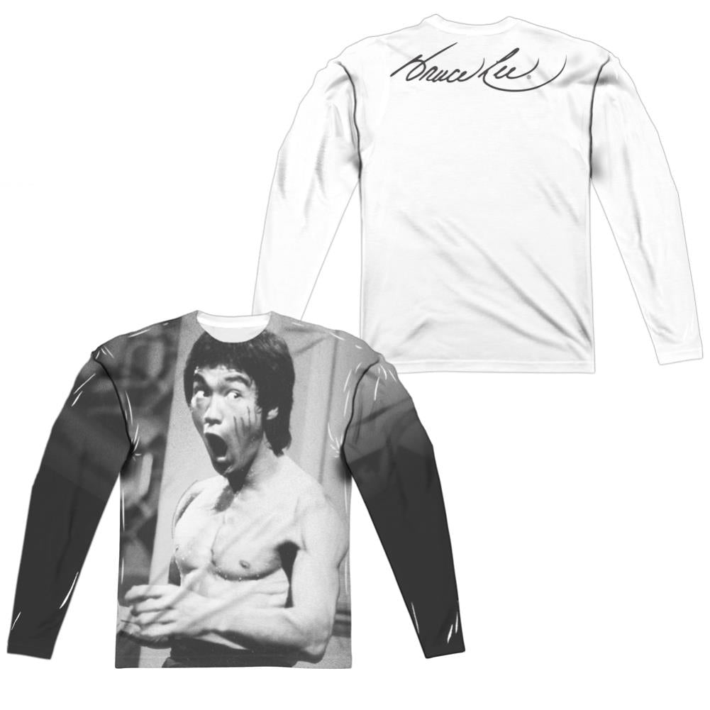 Bruce Lee Classic Lee (Front/Back Print) Men's Regular Fit Polyester Long-Sleeve T-Shirt