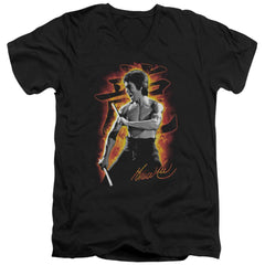 Bruce Lee Dragon Fire Men's 30/1 Cotton Slim V-Neck T-Shirt