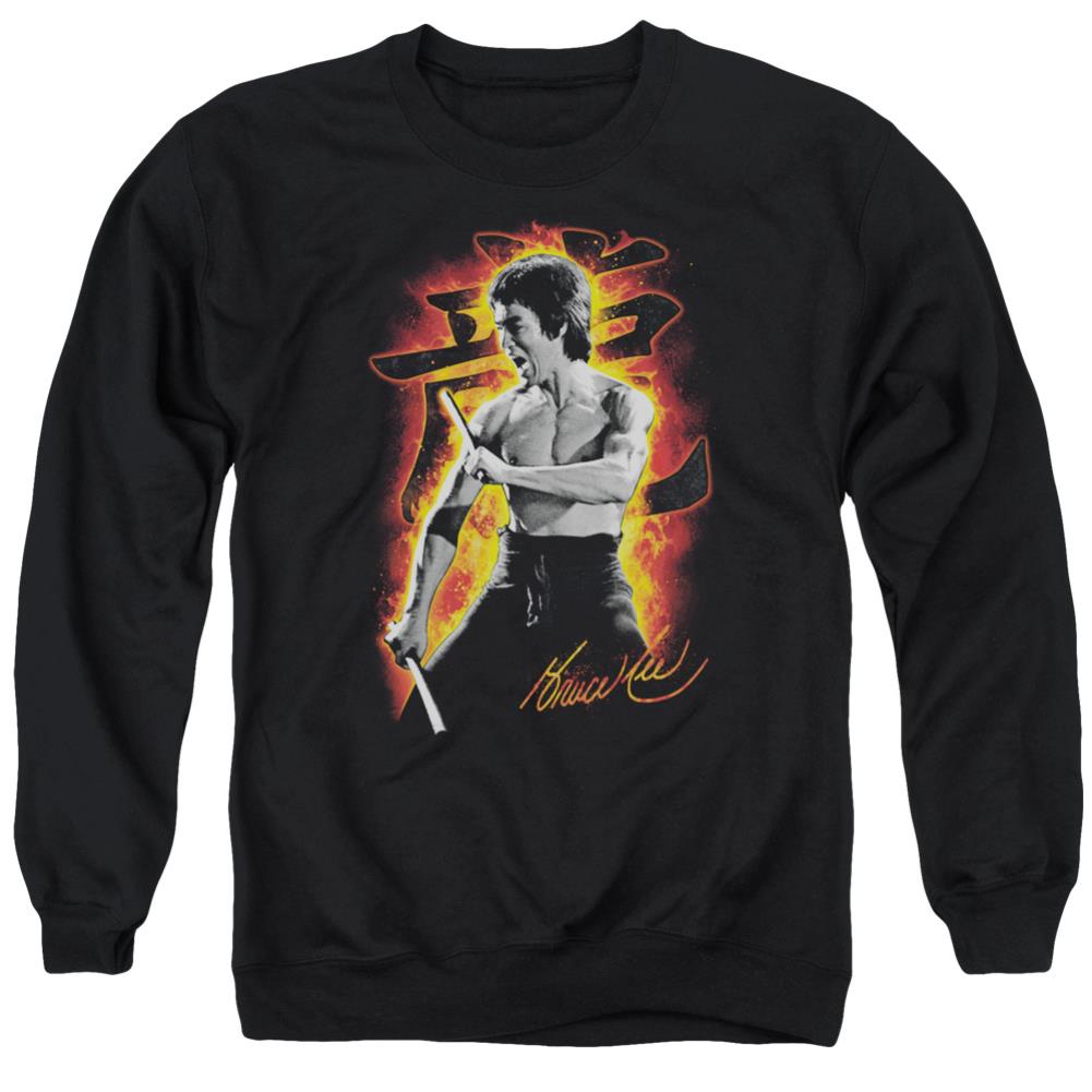 Bruce Lee Dragon Fire Men's Crewneck 50 50 Poly Long-Sleeve T-Shirt