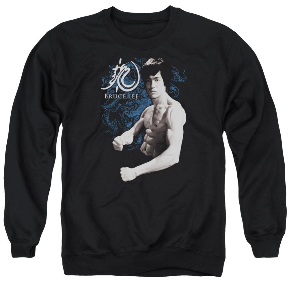 Bruce Lee Dragon Stance Men's Crewneck 50 50 Poly Long-Sleeve T-Shirt