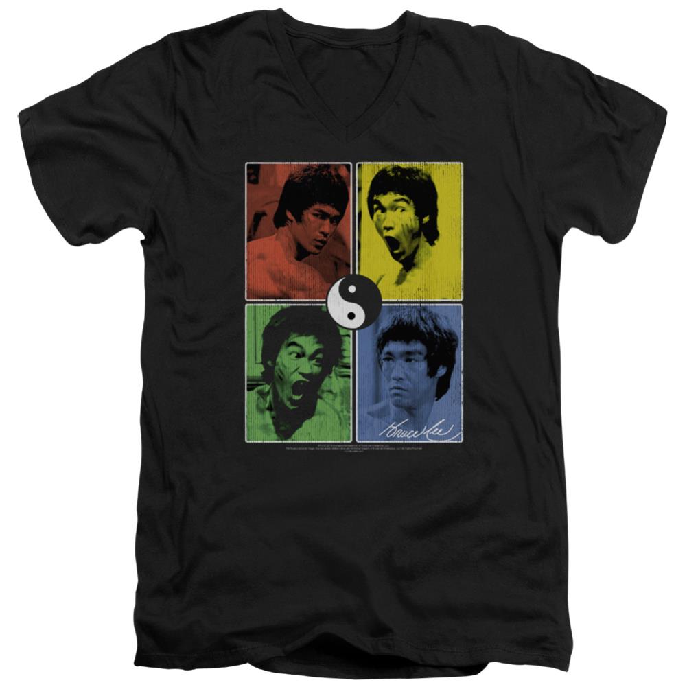 Bruce Lee Enter Color Block Men's 30/1 Cotton Slim V-Neck T-Shirt