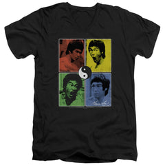 Bruce Lee Enter Color Block Men's 30/1 Cotton Slim V-Neck T-Shirt