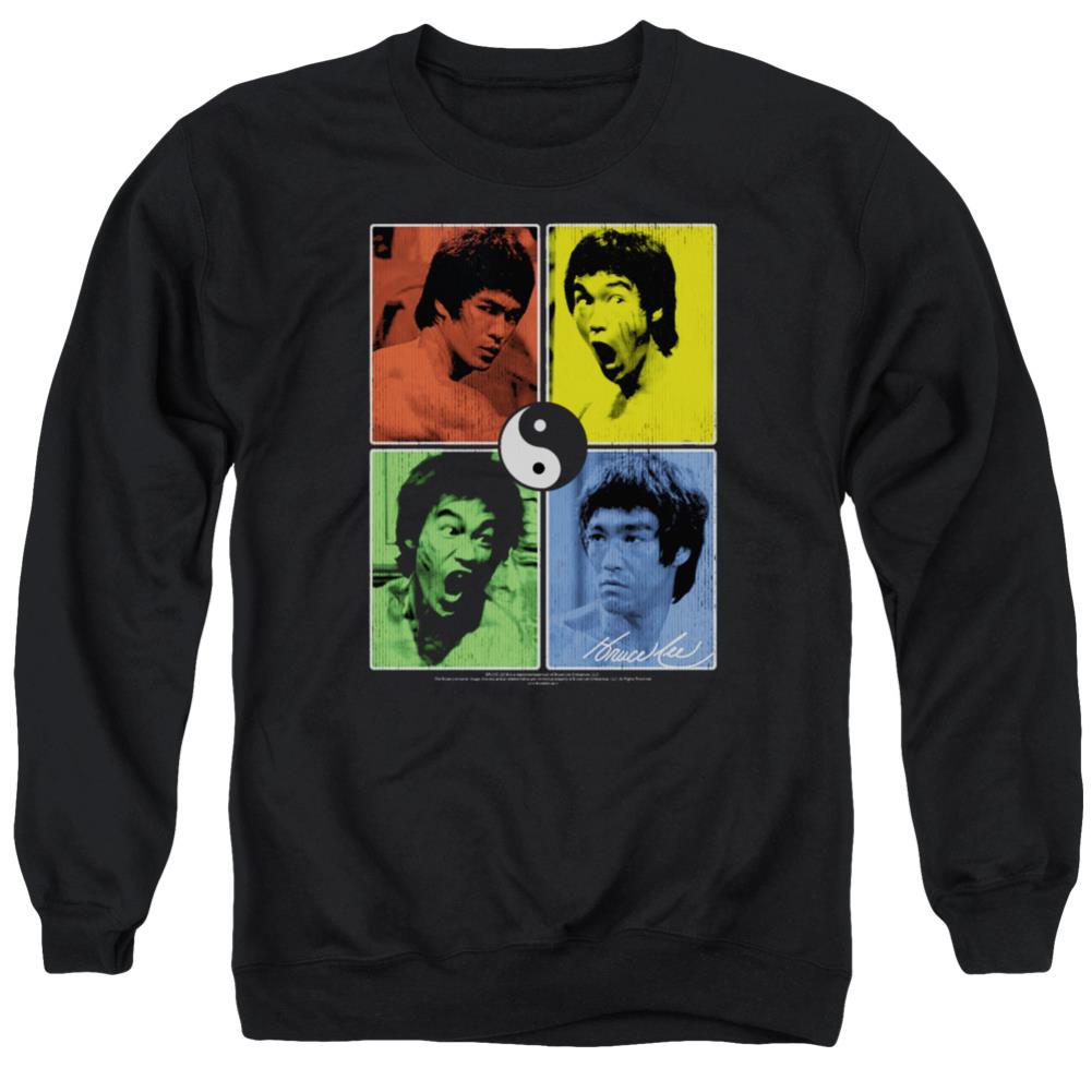 Bruce Lee Enter Color Block Men's Crewneck 50 50 Poly Long-Sleeve T-Shirt