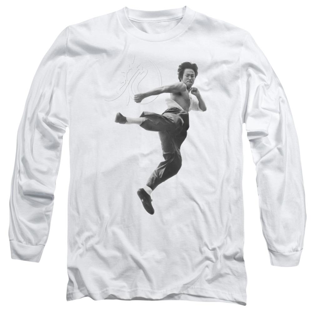 Bruce Lee Flying Kick Men's 18/1 Cotton Long-Sleeve T-Shirt