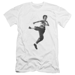 Bruce Lee Flying Kick Men's Ultra-Soft 30/1 Cotton Slim Short-Sleeve T-Shirt