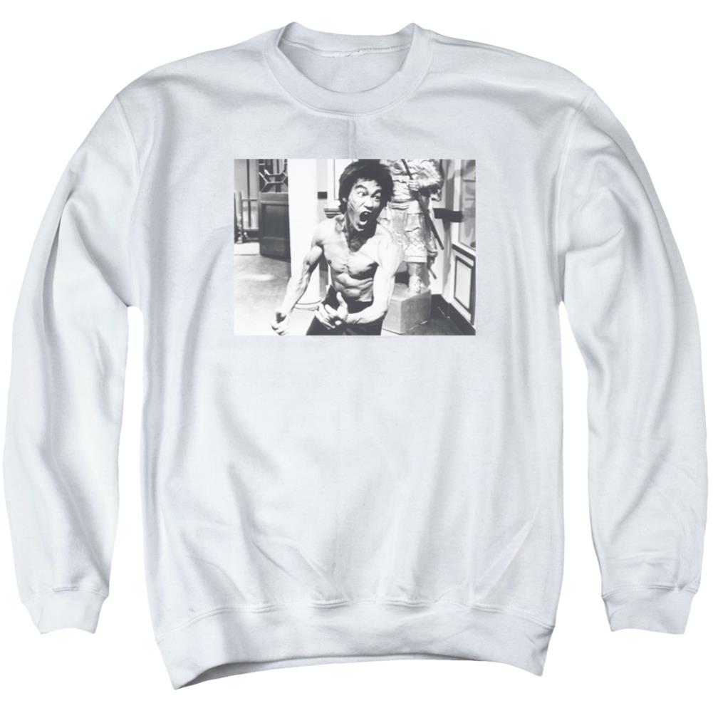 Bruce Lee Full Of Fury Men's Crewneck 50 50 Poly Long-Sleeve T-Shirt