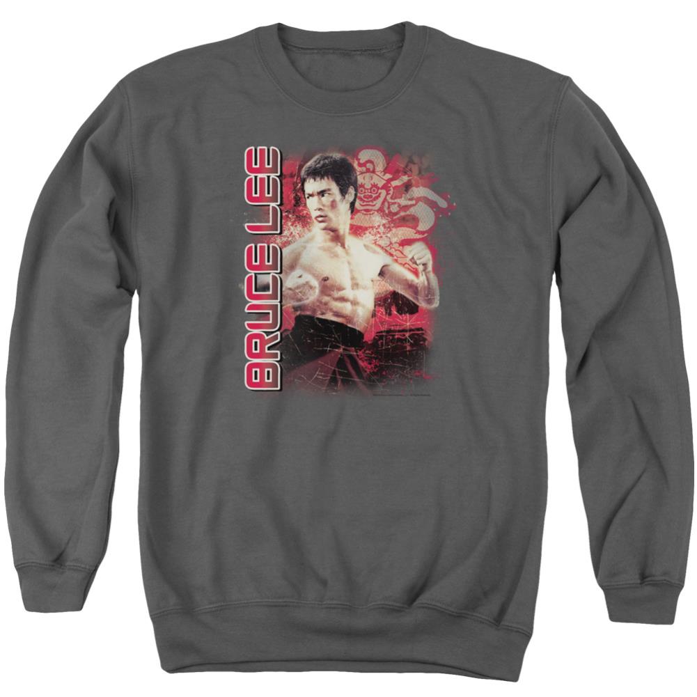 Bruce Lee Fury Men's Crewneck 50 50 Poly Long-Sleeve T-Shirt