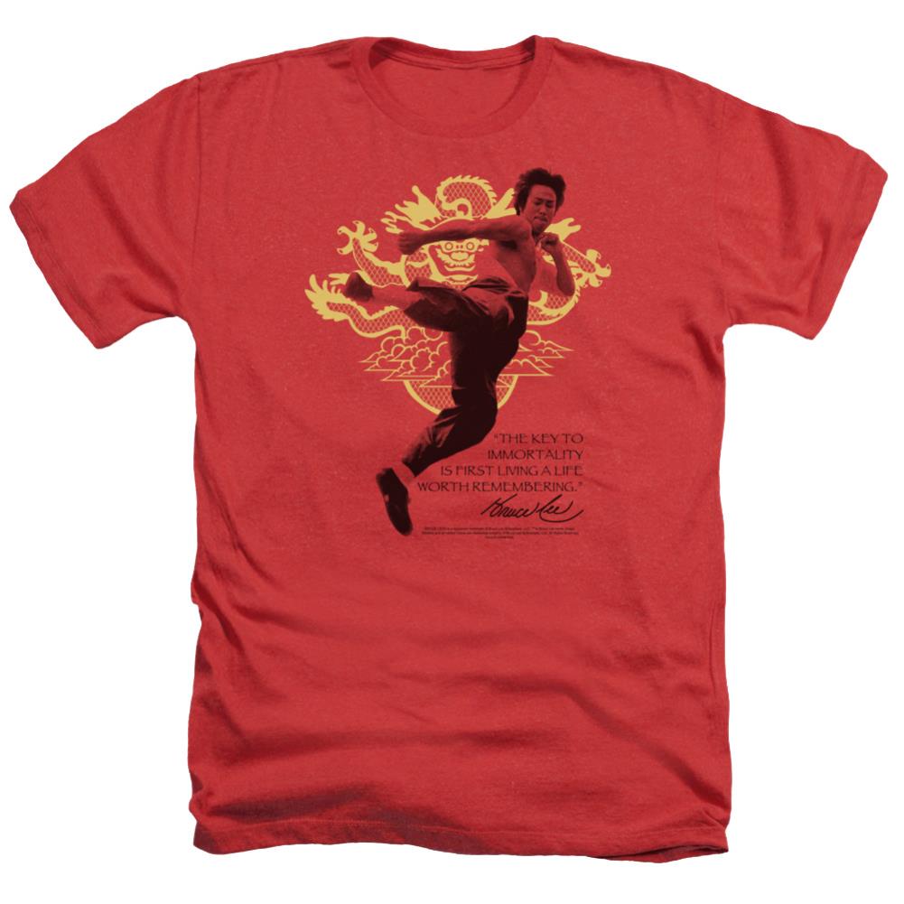 Bruce Lee Immortal Dragon Men's 30/1 Heather 60 40 Poly Short-Sleeve T-Shirt