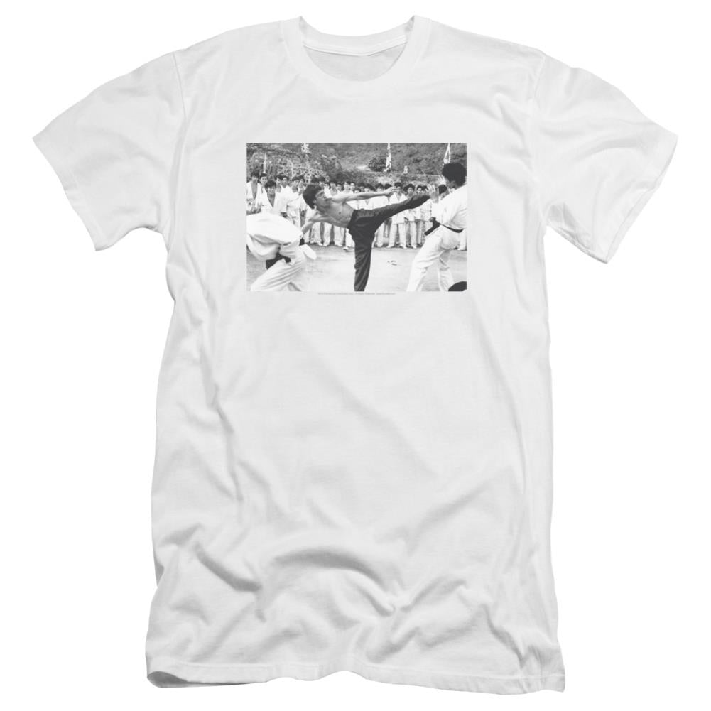 Bruce Lee Kick To The Head Men's Ultra-Soft 30/1 Cotton Slim Short-Sleeve T-Shirt