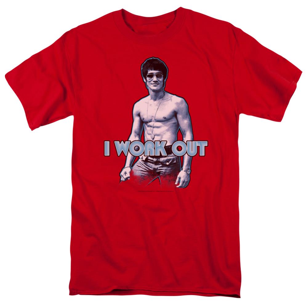 Bruce Lee Lee Works Out Men's 18/1 Cotton Short-Sleeve T-Shirt
