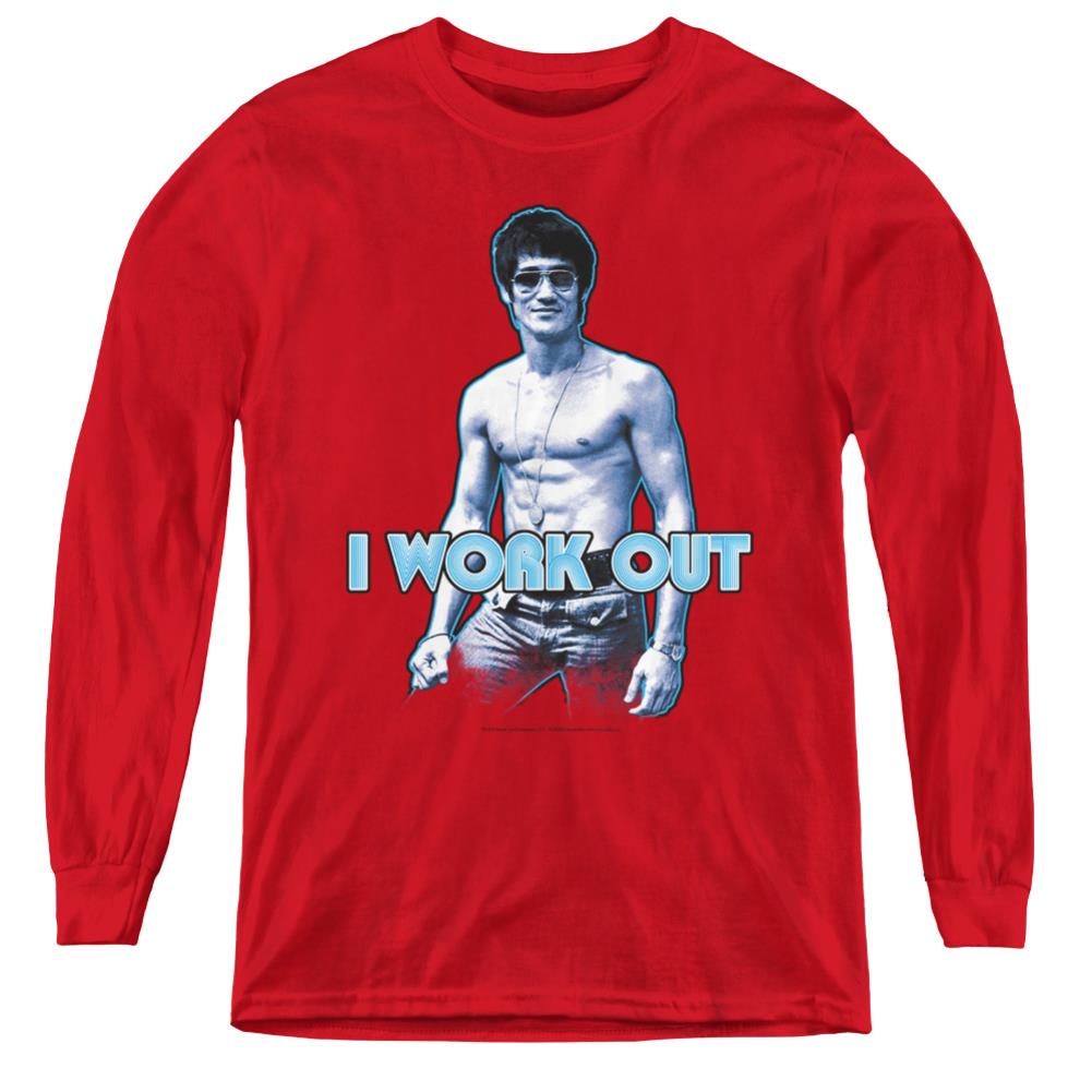 Bruce Lee Lee Works Out Youth Long-Sleeve T-Shirt
