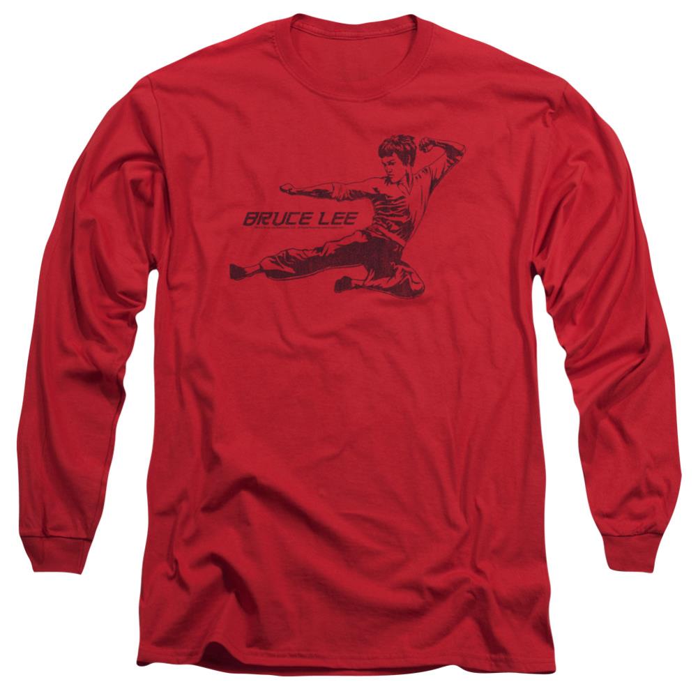 Bruce Lee Line Kick Men's 18/1 Cotton Long-Sleeve T-Shirt