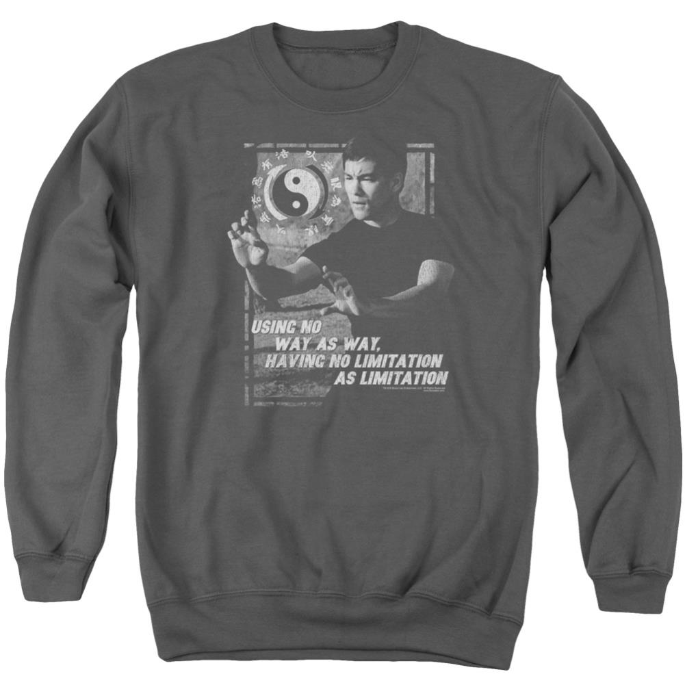 Bruce Lee No Way As A Way Men's Crewneck 50 50 Poly Long-Sleeve T-Shirt