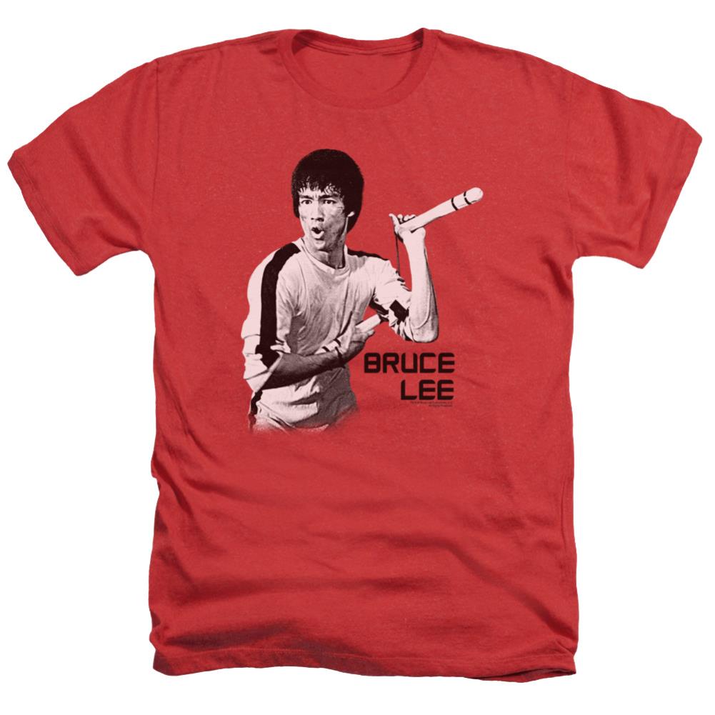 Bruce Lee Nunchucks Men's 30/1 Heather 60 40 Poly Short-Sleeve T-Shirt