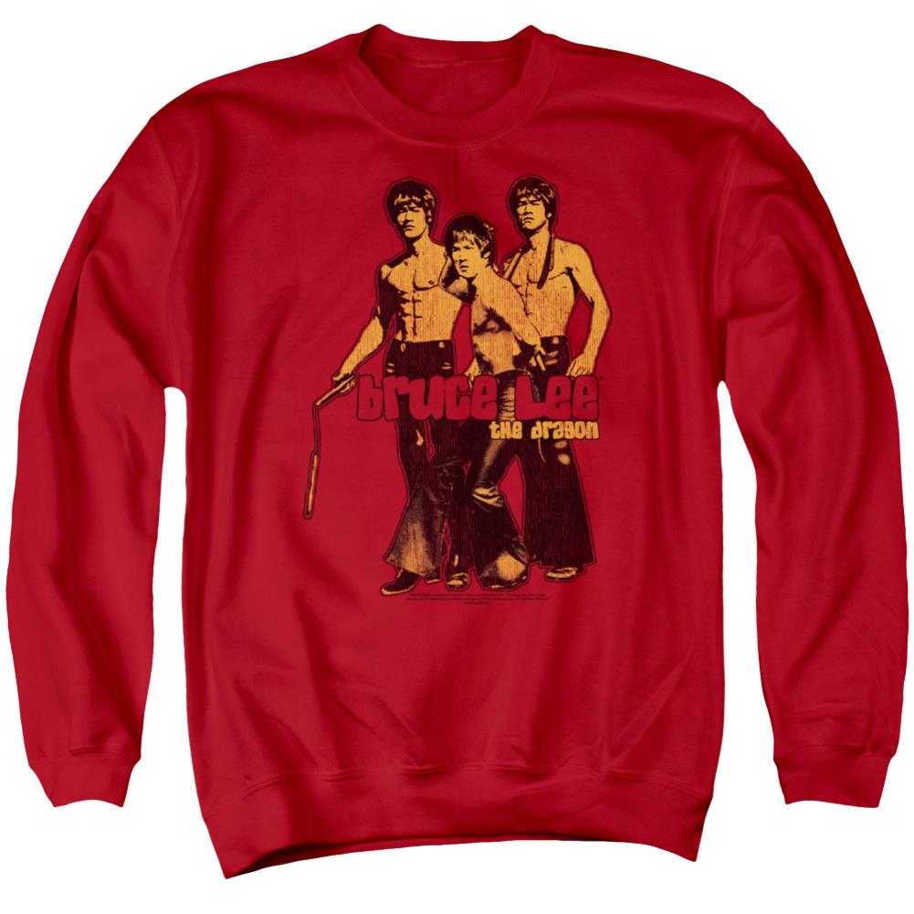Bruce Lee Nunchucks Men's Crewneck 50 50 Poly Long-Sleeve T-Shirt