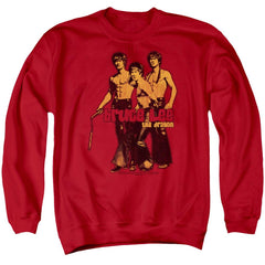 Bruce Lee Nunchucks Men's Crewneck 50 50 Poly Long-Sleeve T-Shirt