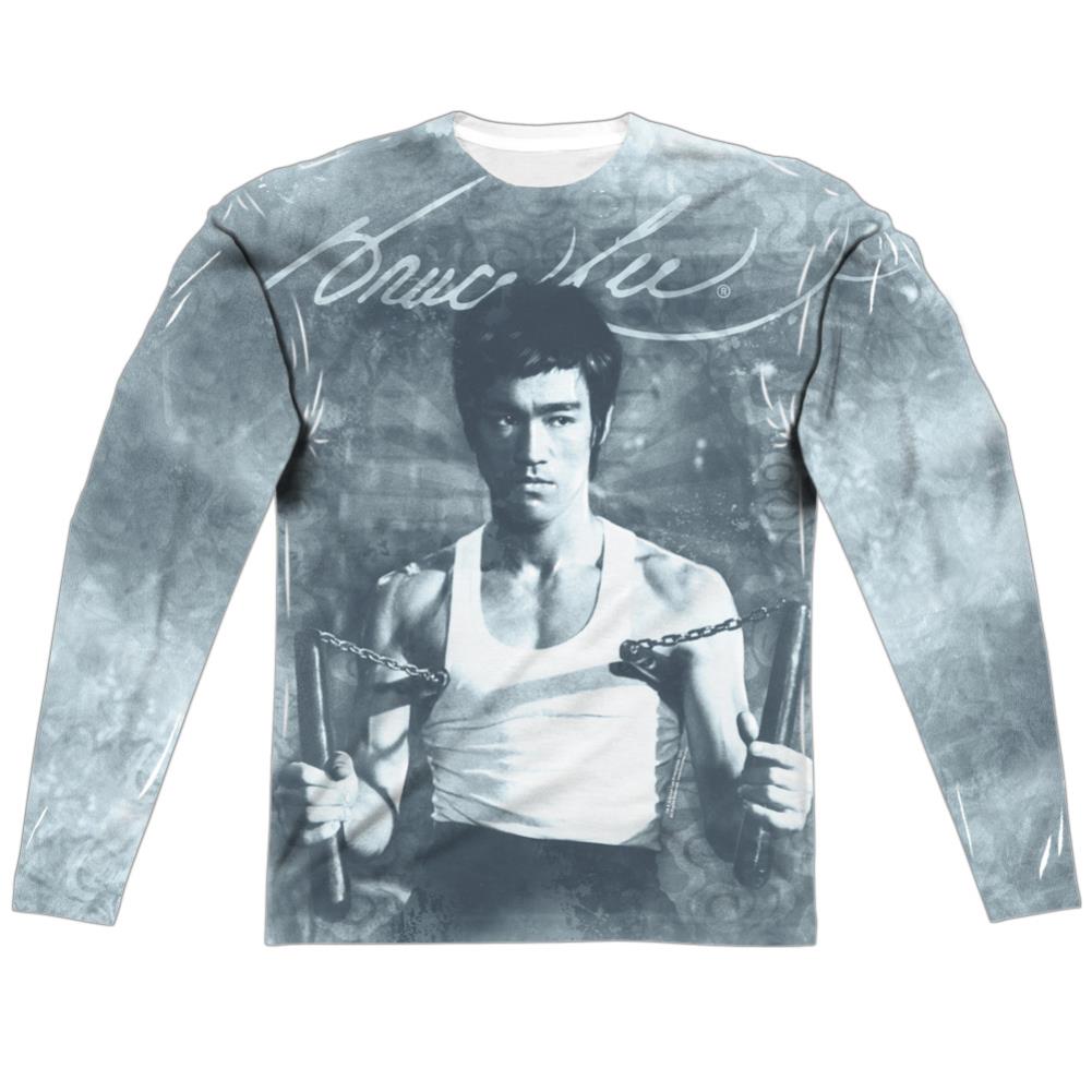 Bruce Lee Nunchucks Men's Regular Fit Polyester Long-Sleeve T-Shirt