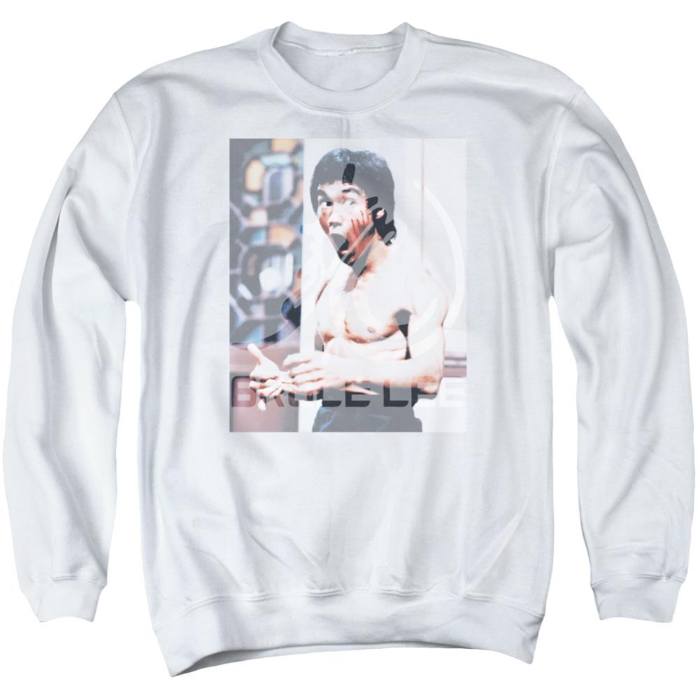 Bruce Lee Revving Up Men's Crewneck 50 50 Poly Long-Sleeve T-Shirt