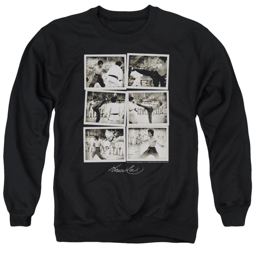 Bruce Lee Snap Shots Men's Crewneck 50 50 Poly Long-Sleeve T-Shirt